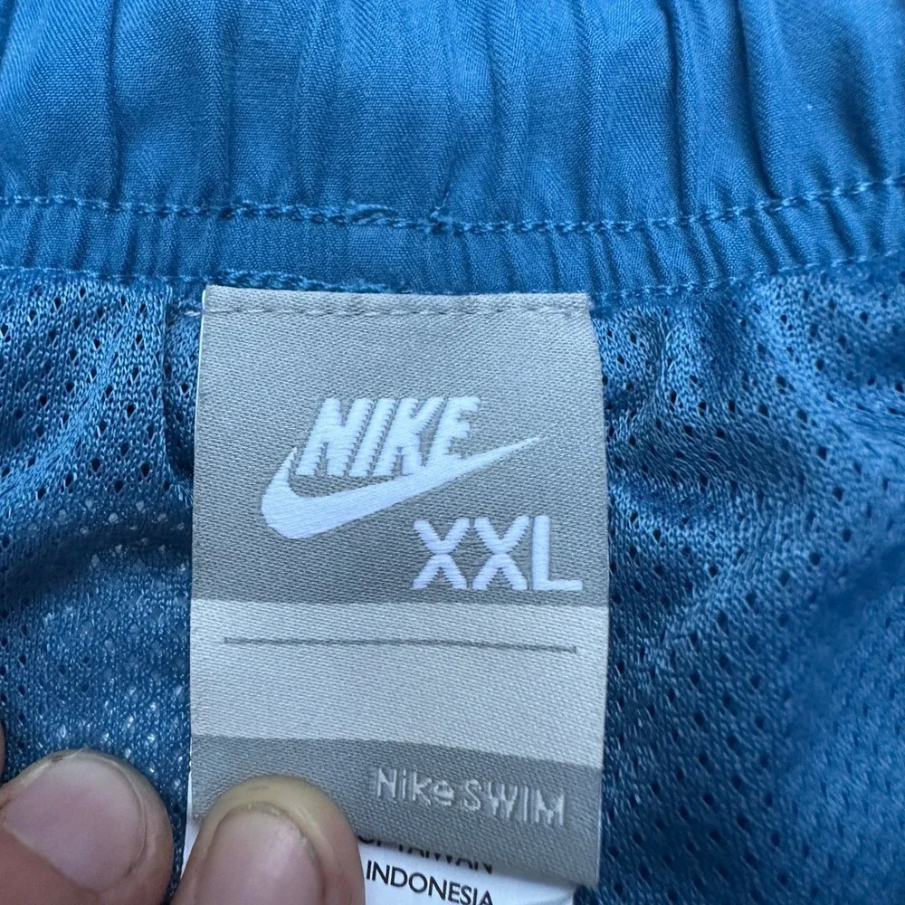 Vtg Nike Swim Trunks Mens XXL Blue Mesh Lined Board Shorts Embroidered Logo
